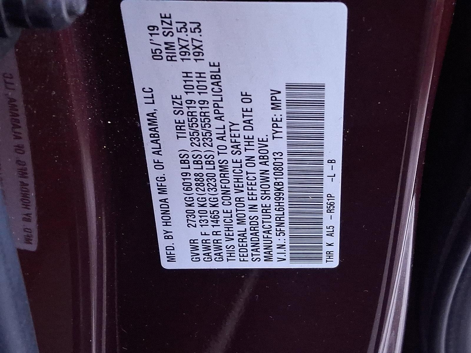 2019 Honda Odyssey Elite Auto