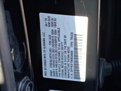 2019 Honda Ridgeline RTL-E AWD