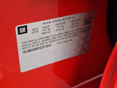 2016 Chevrolet Cruze Sedan LT (Automatic)