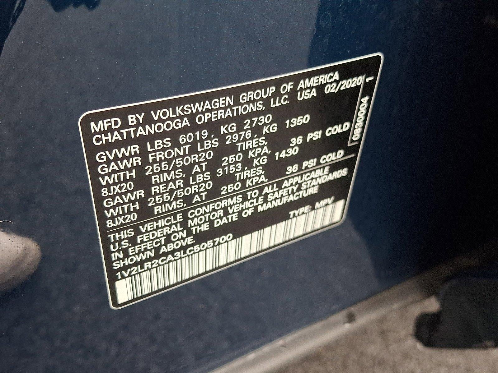 2020 Volkswagen Atlas 3.6L V6 SE w/Technology R-Line 4MOTION