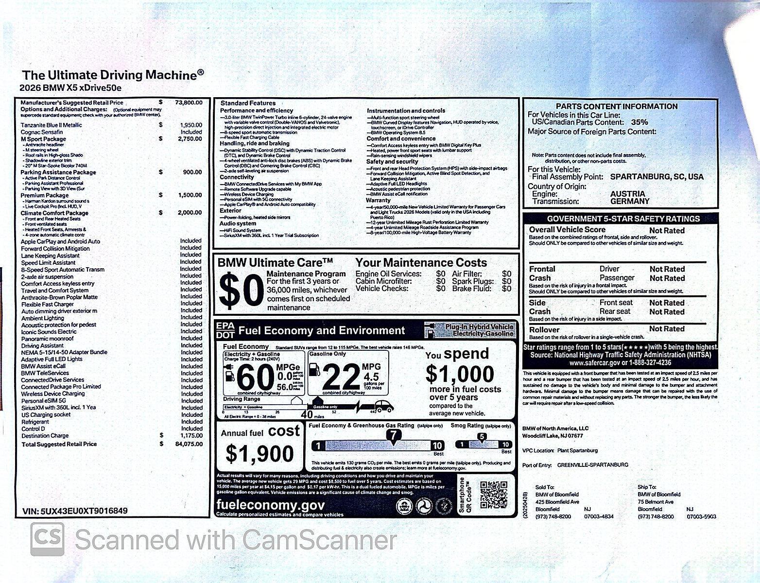 2026 BMW X5 xDrive50e Plug-In Hybrid