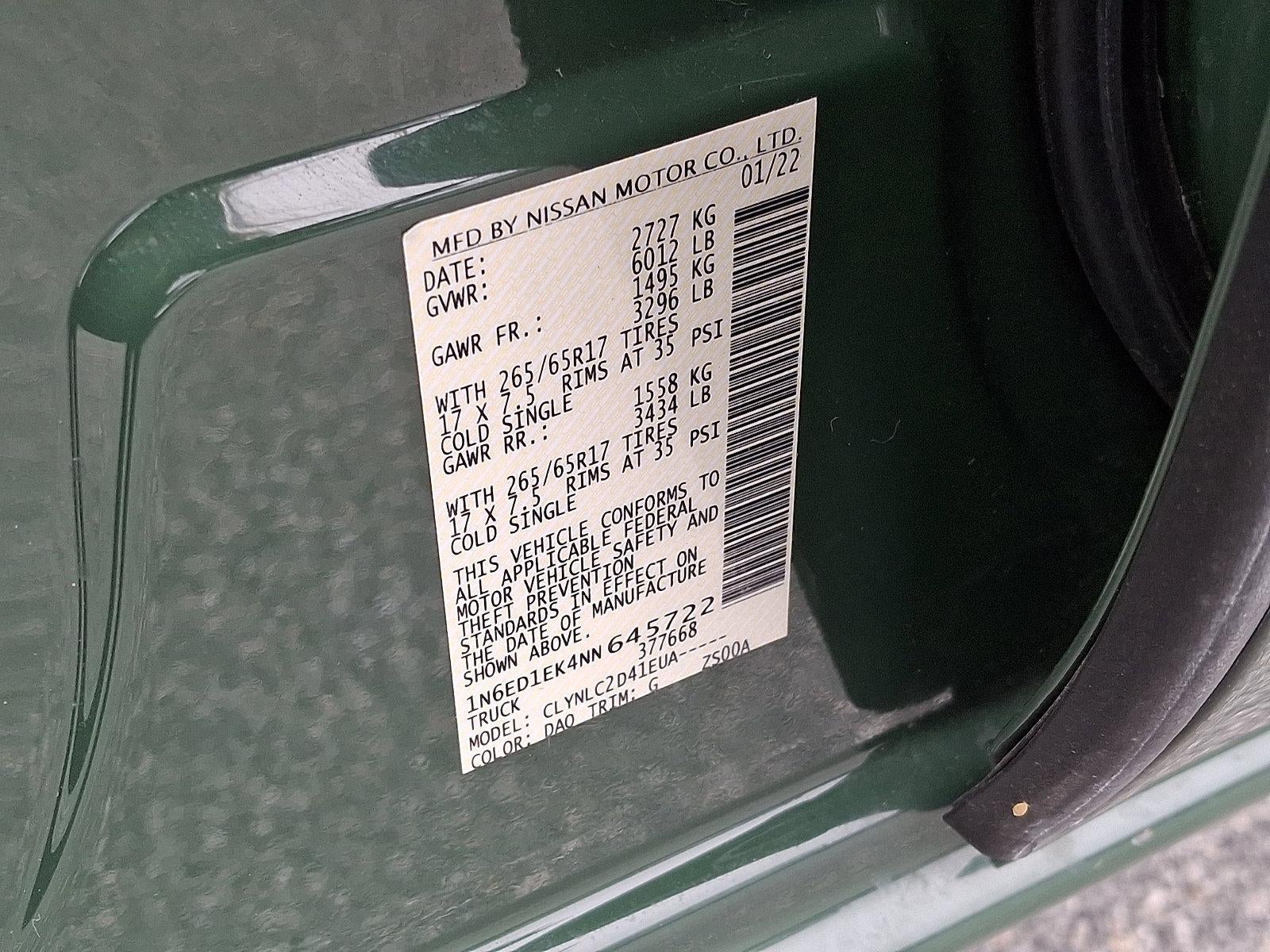 2022 Nissan Frontier Crew Cab 4x4 SV Auto