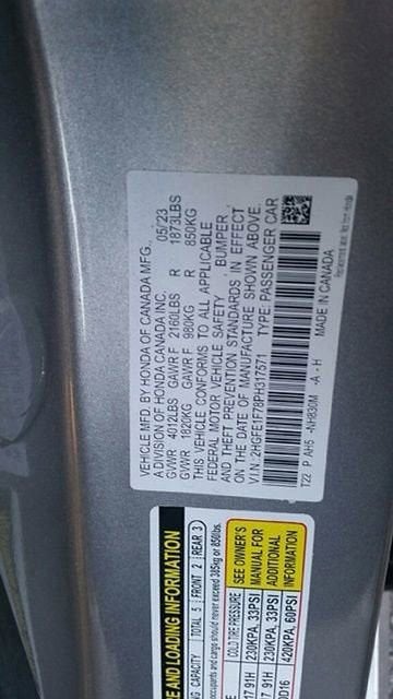2023 Honda Civic Sedan EX w/o BSI