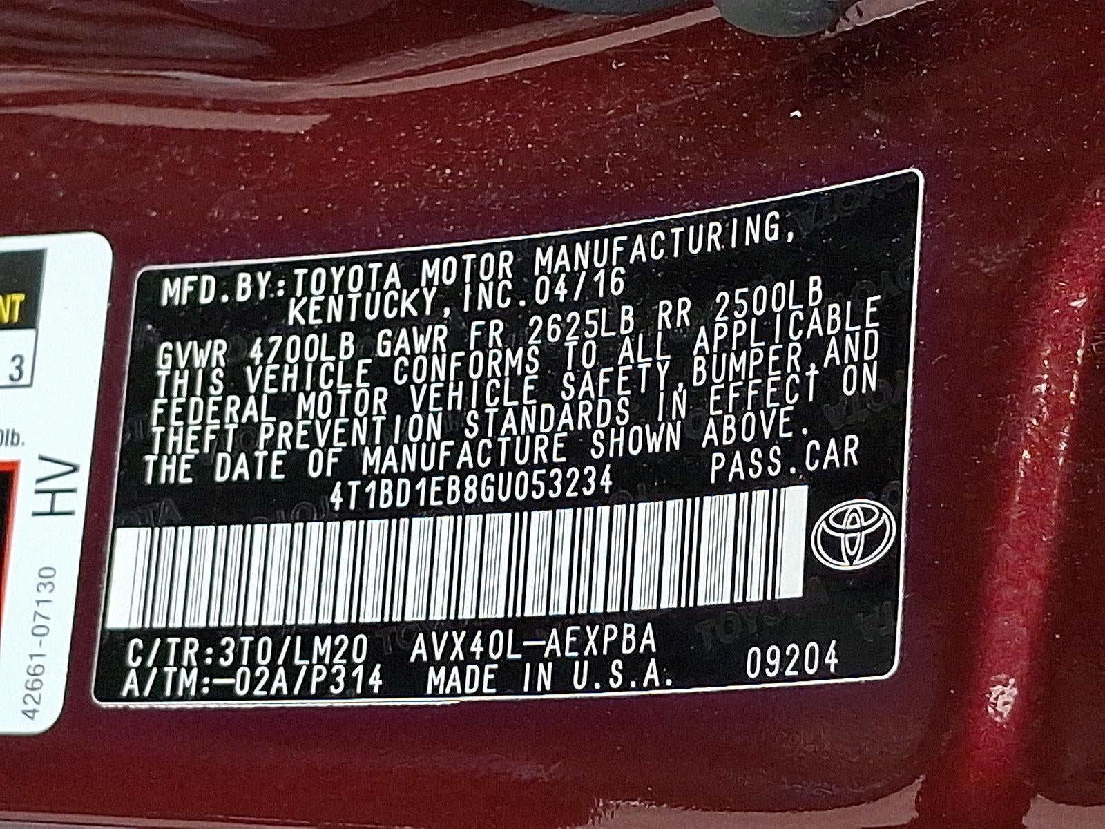 2016 Toyota Avalon Hybrid Limited