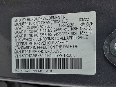 2022 Honda Ridgeline RTL