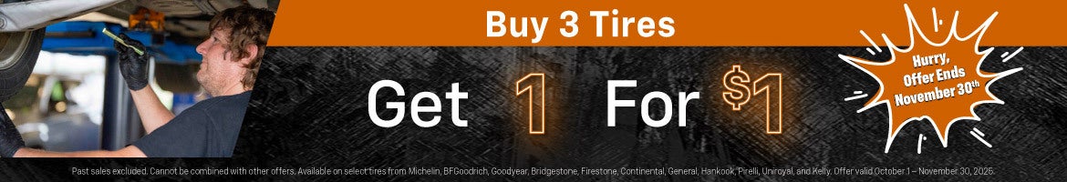 Buy 3 Tires Get 1 for $1