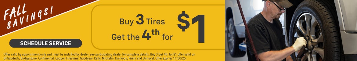 Buy 3 Tires Get the 4th for $1