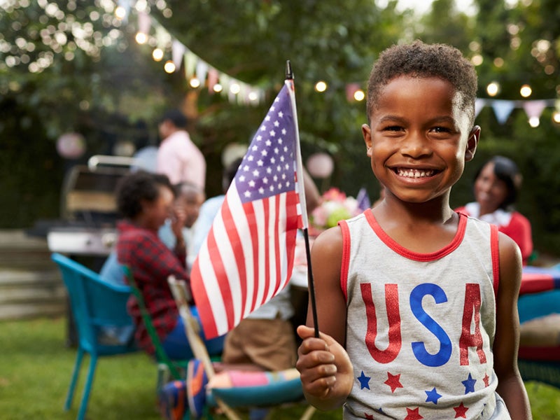 Kid with american flag